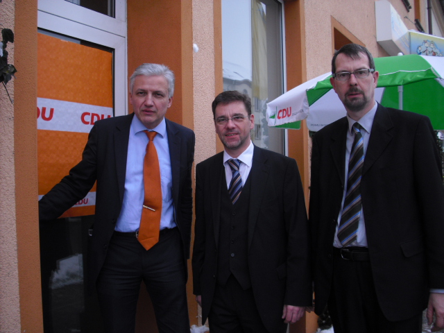 Manfred Kolbe MdB, Staatsminister Frank Kupfer MdL und Landtagskandidat Volker Tiefensee